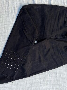 Sandro Black Straight-Leg Jeans with Studded Hem